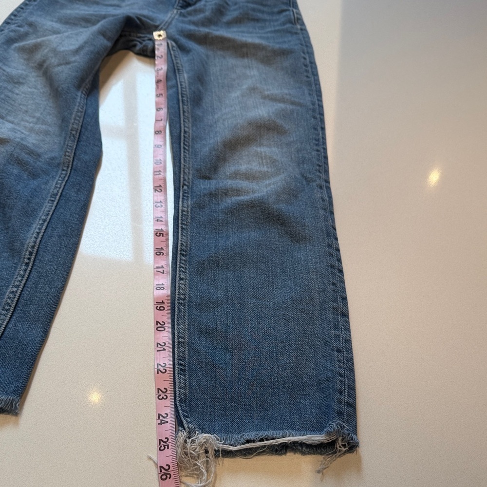 Topshop Moto High Rise Cropped Women's Blue Straight Leg Jeans, Size 26 - Picture 9 of 11